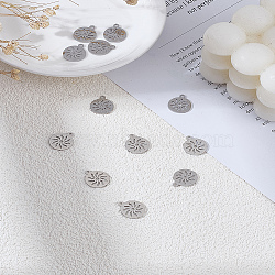 12Pcs 304 Stainless Steel Charms, Flat Round with Sun, Stainless Steel Color, 14x12x1mm, Hole: 1.5mm(STAS-LP0003-04)