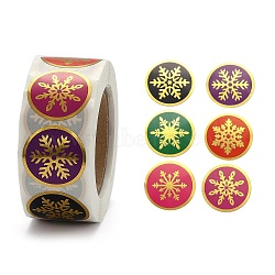 Christmas Roll Stickers, 6 Different Designs Decorative Sealing Stickers, for Christmas Party Favors, Holiday Decorations, Snowflake Pattern, 25mm, about 500pcs/roll(DIY-J002-B02)