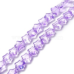 Transparent Glass Beads Strand, Star, Blue Violet, 8~8.5x8~8.5x3.5~4mm, Hole: 1mm, about 50pcs/strand, 14.25~15.35 inch(36.2~39cm)(GLAA-F112-02G)