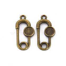 Tibetan Style Alloy Pendant Cabochon Settings, Cadmium Free & Lead Free, Safety Pin Shape, Antique Bronze, Tray: 5mm, 23x11.5x2mm, Hole: 1.8mm(PALLOY-N160-44AB)