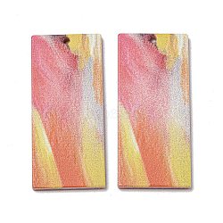 Opaque Acrylic Pendants, Rectangle, Light Coral, 40x17.5x2mm, Hole: 1.6mm(BACR-D002-06A)