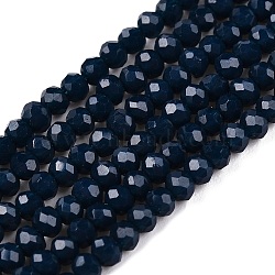 Opaque Solid Color Glass Beads Strands, Faceted, Rondelle, Prussian Blue, 2.5x2mm, Hole: 0.7mm, about 154~161pcs/strand, 12.675~12.87 inch(32.5~33cm), about 90~100 strands/set(EGLA-T021-02B)