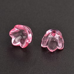 Dyed Transparent Acrylic Beads, Flower, Pink, about 10mm wide, 6mm thick, hole: 1.5mm, about1900pcs/500g(PL548-10)