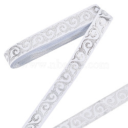 7M Polycotton Jacquard Flower Ribbon, Clothing Sewing, White, 3/4 inch(20mm), about 7.66 Yards(7m)/pc(DIY-WH0568-58A)