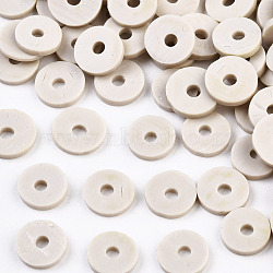Handmade Polymer Clay Beads, Disc/Flat Round, Heishi Beads, Gainsboro, 6x1mm, Hole: 2mm, about 23500pcs/1000g(CLAY-R067-6.0mm-B02)