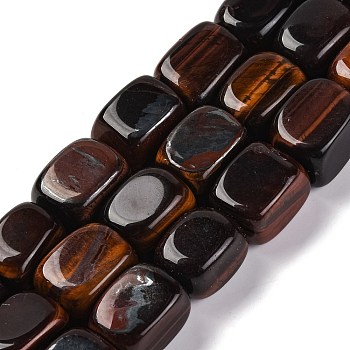 Natural Red Tiger Eye Dyed Beads Strands, Cuboid, 17~19x13~14x13~14mm, Hole: 1mm, about 21pcs/strand, 14.92''(37.9cm)