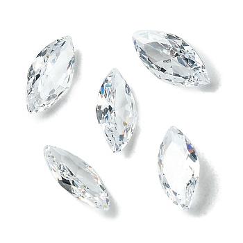Cubic Zirconia Cabochons, Point Back, Horse Eye, Clear, 12x6x3mm