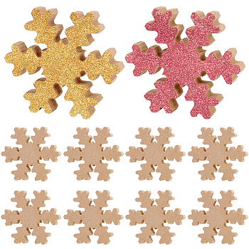 10Pcs Wooden Blank Display Decorations, for Home Decoration, Snowflake, 76x66x12.5mm