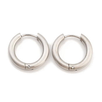 Tarnish Resistant Frosted 304 Stainless Steel Huggie Hoop Earrings for Women, with 316 Stainless Steel Pins, Stainless Steel Color, 3x17~17.5mm