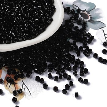 Baking Paint Glass Seed Beads, Cylinder, Black, 2.5x2mm, Hole: 1.4mm, about 5039pcs/50g