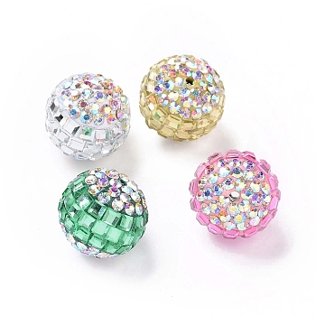 Polymer Clay Rhinestone Beads, Pave Disco Ball Beads, Round, Mixed Color, 16~17mm, Hole: 1.8mm
