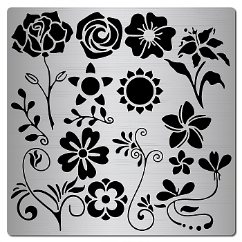 Stainless Steel Cutting Dies Stencils, for DIY Scrapbooking/Photo Album, Decorative Embossing DIY Paper Card, Floral Pattern, 16x16x0.05cm