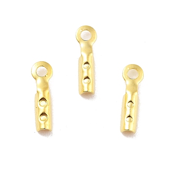 Rack Plating Brass Folding Crimp Ends, Cadmium Free & Lead Free, Golden, 7.5x2.5mm, Hole: 1mm, Inner Diameter: 1.2mm