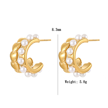 Imitation Pearl C Shape Stud Earrings for Women