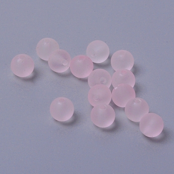 Transparent Acrylic beads, Frosted, Round, Pink, 8mm, Hole: 1.8mm,100Pcs/Bag