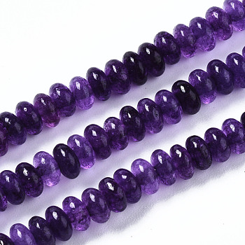 Natural White Jade Beads Strands, Dyed, Rondelle, Purple, 4~5x2mm, Hole: 0.8mm, about 160~165pcs/strand, 14.96~15.35 inch(38~39cm)