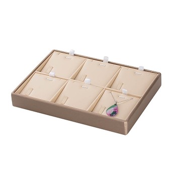 Wooden Necklace Presentation Boxes, Covered with PU Leather and Iron Accessories, Rectangle, Bisque, 250x180x32mm