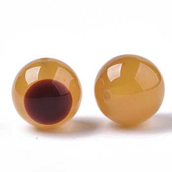Resin Beads, Imitation Beeswax, Round, Goldenrod, 16mm, Hole: 1.8mm