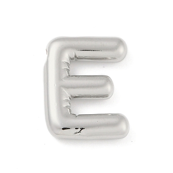 Rack Plating Brass Pendants, Long-Lasting Plated, Lead Free & Cadmium Free, Platinum, Letter E, 19x14x4mm, Hole: 1.8mm