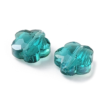 Transparent Electroplate Glass Beads, AB Color, Faceted Flower, Light Sea Green, 9.5x10x5mm, Hole: 1.2mm