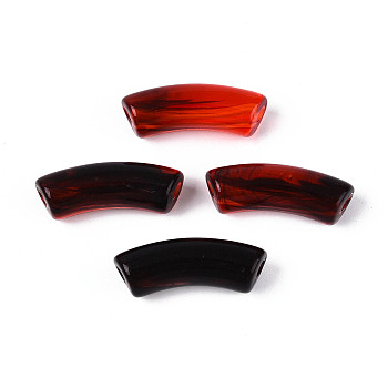 Acrylic Beads, Imitation Gemstone, Curved Tube, Dark Red, 36x13.5x11.5mm, Hole: 4mm, about 148pcs/500g