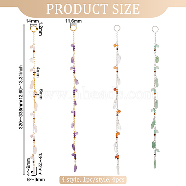 Gemstone Round & Chip Hair Pendants Decoration Chain Clips for Woman Girl(OHAR-AB00007)-2