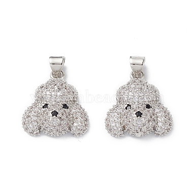 Real Platinum Plated Clear Dog Brass+Cubic Zirconia Pendants