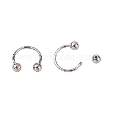 316L Surgical Stainless Steel Circular/Horseshoe Barbell with Round Ball(AJEW-P002-07)-4