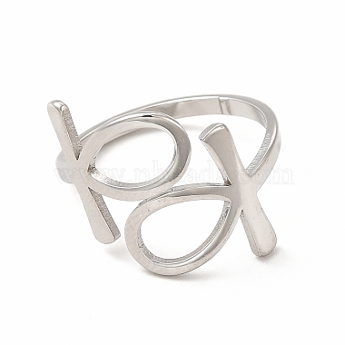 304 Stainless Steel Feminie Sign Open Cuff Ring for Women(RJEW-B027-01P)-2
