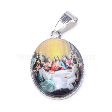Jesus & Virgin Mary Theme Glass Pendants(X-GLAA-R193-P)-2