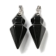 Natural Obsidian Pointed Pendants(G-F766-08AS-05)-1