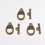 Tibetan Style Alloy Toggle Clasps, Cadmium Free & Nickel Free & Lead Free, Antique Bronze, TeraTeardrop: 19x11mm, Hole: 2mm, Bar: 14x6mm, Hole: 1.8mm(MAC2014-NF)