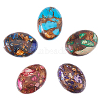 5Pcs 5 Styles Natural Lapis Lazuli & Synthetic Imperial Jasper and Bronzite Cabochons, Dyed, Oval, Mixed Color, 25~25.5x18~18.5x7~8mm, 1pc/style(G-FH0002-70)