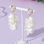 Petaline Brass ABS Plastic Imitation Pearl Dangle Stud Earrings, with 304 Stainless Steel Earring Findings, Golden, 59mm(EJEW-TA00777)