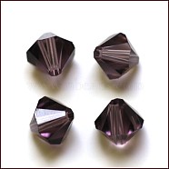 Imitation Austrian Crystal Beads, Grade AAA, Faceted, Bicone, Purple, 4x4mm, Hole: 0.7~0.9mm(SWAR-F022-4x4mm-204)