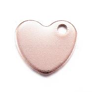 Ion Plating(IP) 304 Stainless Steel Stamping Blank Tag Charms, Heart, Rose Gold, 10x9x1mm, Hole: 1mm(STAS-D167-27RG)