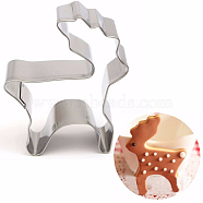 304 Stainless Steel Christmas Cookie Cutters, Cookies Moulds, DIY Biscuit Baking Tool, Christmas Reindeer/Stag, Stainless Steel Color, 71x56x17mm(DIY-E012-61)