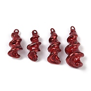 Spray Painted Natural Trochus Shell Pendants, Spiral Charms, Dark Red, 26~38x10~14x8~13mm, Hole: 1~1.5x1.5~2.5mm(SHEL-K006-48B)