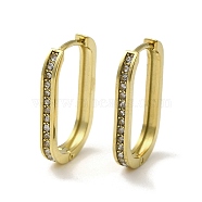 304 Stainless Steel Hoop Earrings with Rhinestone, Oval, Real 14K Gold Plated, 19x2mm(EJEW-G364-10G)