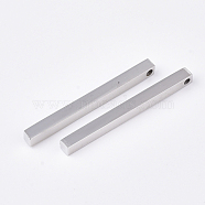 201 Stainless Steel Pendants, Bar, Stainless Steel Color, 35x3x3mm, Hole: 1.5mm(STAS-T052-06P)