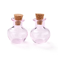 Round Glass Cork Bottles Ornament, Glass Empty Wishing Bottles, DIY Vials for Pendant Decorations, Pink, 1.8x2.3cm(GLAA-D002-03F)