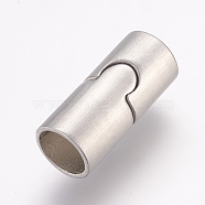 304 Stainless Steel Magnetic Clasps, Column, Frosted, Stainless Steel Color, 22x10mm, Hole: 8mm(X-STAS-K145-38P)