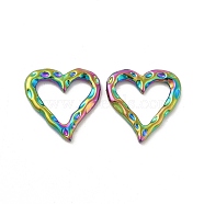 Ion Plating(IP) 304 Stainless Steel Linking Ring, Hammered, Heart, Rainbow Color, 19x18.5x2mm, Inner Diameter: 12.5x14mm(STAS-B032-42MC)