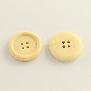 4-Hole Wooden Buttons, Flat Round, BurlyWood, 15x4mm, Hole: 2mm(BUTT-Q032-28B)