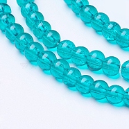 Crackle Glass Beads Strands, Round, Medium Sea Green, 4mm, Hole: 1.1~1.3mm, about 200pcs/strand, 31.4 inch(X-CCG-Q001-4mm-15)