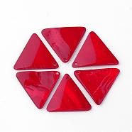 Freshwater Shell Pendants, Dyed, Triangle, Red, 23~24x26~28x1.5~2.5mm, Hole: 1.5mm(SHEL-S263-02A)