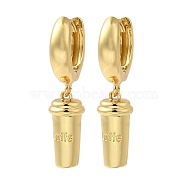 Rack Plating Brass Hoop Earrings, Cadmium Free & Lead Free, Long-Lasting Plated, Coffee Cup, Real 18K Gold Plated, 32x7.5mm(EJEW-B062-46G)