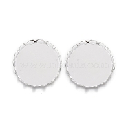 304 Stainless Steel Cabochon Settings, Lace Edge Bezel Cups, Flat Round, Silver, Tray: 18mm, 19x3mm(STAS-P249-16D-S)