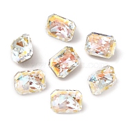 K5 Glass Rhinestone Cabochons, Pointed Back & Back Plated, Faceted, Rectangle, Light Crystal AB, 6x8x5mm(RGLA-A025-05A-001LA)