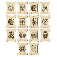 14Pcs 14 Style Plywood Thread Winding Boards, for Embroidery Cross-Stitch Sewing Craft, Mixed Shapes, 63.1x50.2x3mm, Hole: 4mm, 1pc/style(WOOD-WH0060-06)